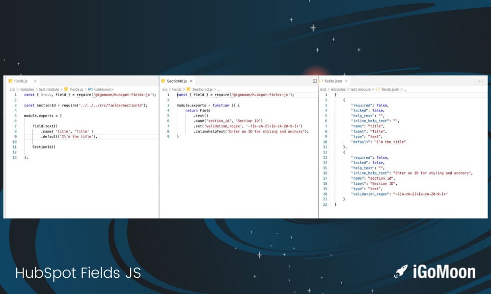 hubspot fields js partials components code