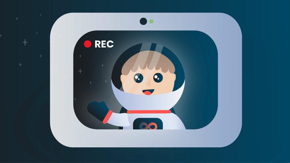  illustration of an iGoMoon astronaut recording a video